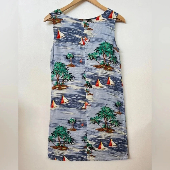 Dressing Clio PM Hawaiian Blue Sailboat Coverup Sheath Dress Beach Vacation Swim - Picture 7 of 8